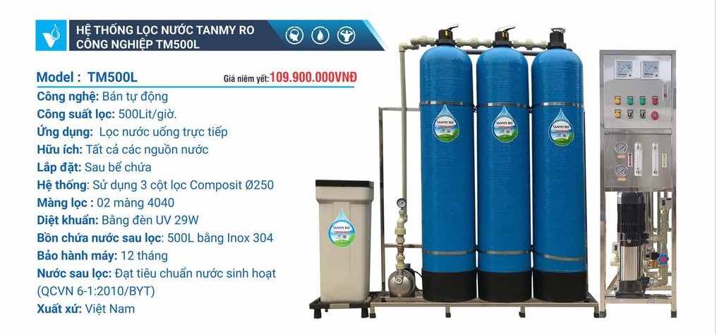 Máy công nghiệp công suất từ  500L/h 